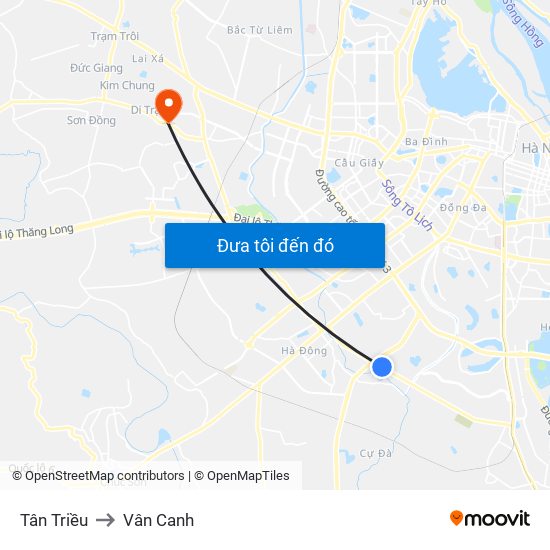 Tân Triều to Vân Canh map