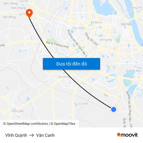 Vĩnh Quỳnh to Vân Canh map