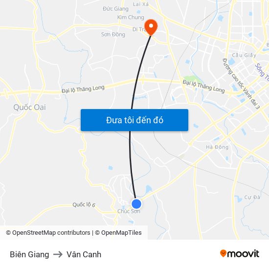 Biên Giang to Vân Canh map