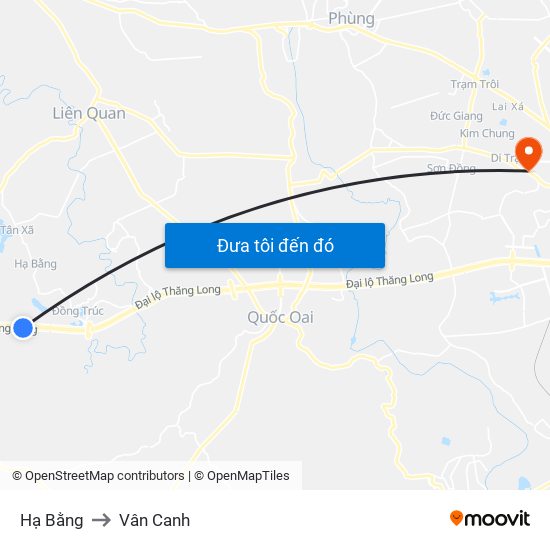 Hạ Bằng to Vân Canh map