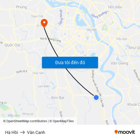 Hà Hồi to Vân Canh map