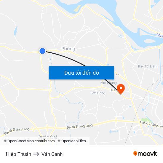 Hiệp Thuận to Vân Canh map