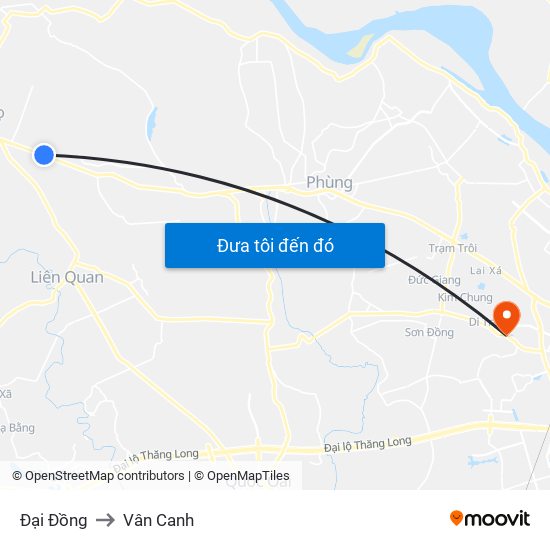 Đại Đồng to Vân Canh map