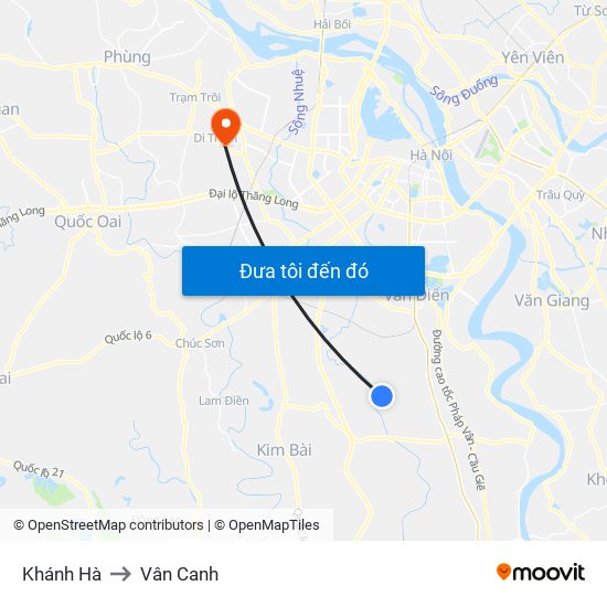 Khánh Hà to Vân Canh map