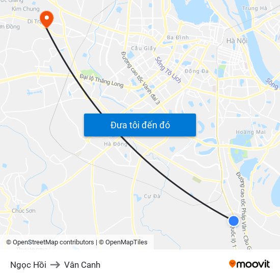 Ngọc Hồi to Vân Canh map