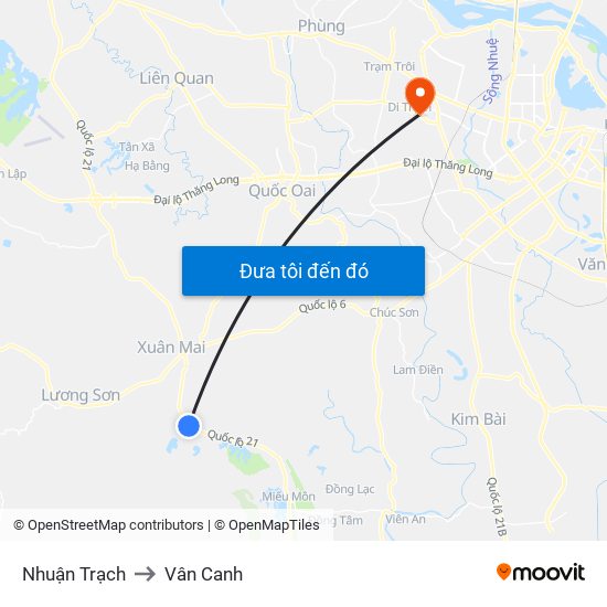 Nhuận Trạch to Vân Canh map