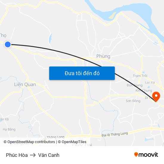 Phúc Hòa to Vân Canh map