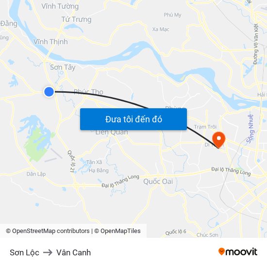 Sơn Lộc to Vân Canh map