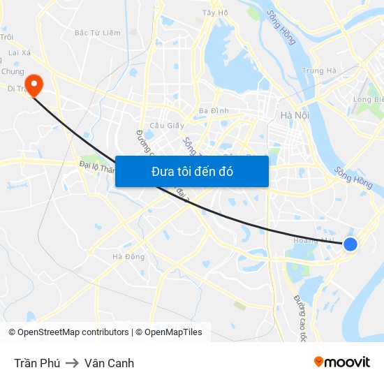Trần Phú to Vân Canh map