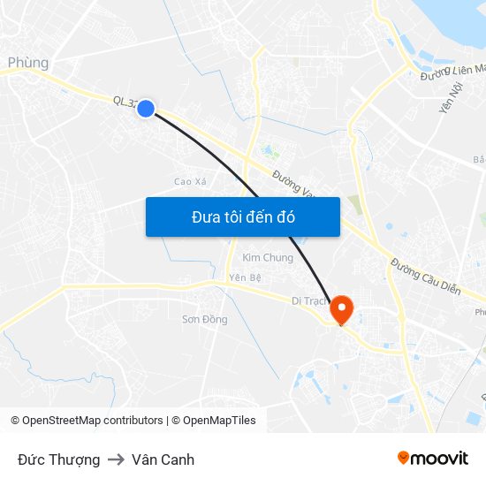 Đức Thượng to Vân Canh map