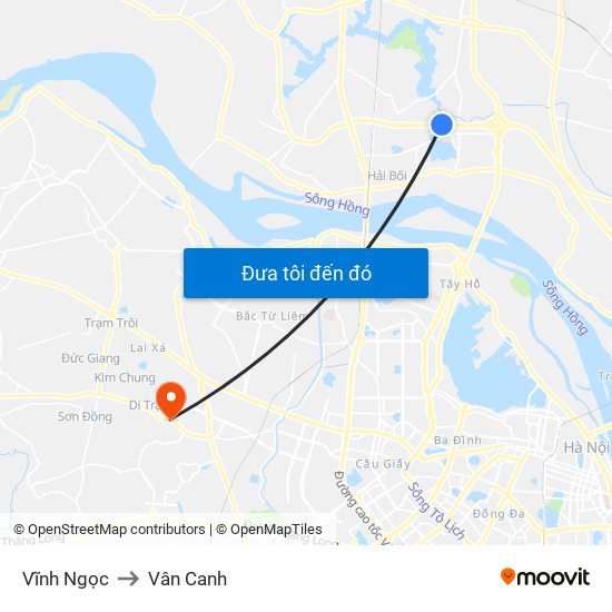 Vĩnh Ngọc to Vân Canh map