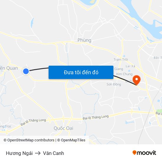 Hương Ngải to Vân Canh map