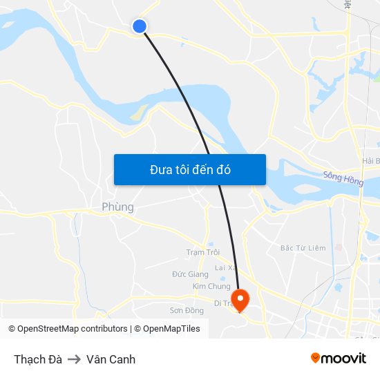 Thạch Đà to Vân Canh map