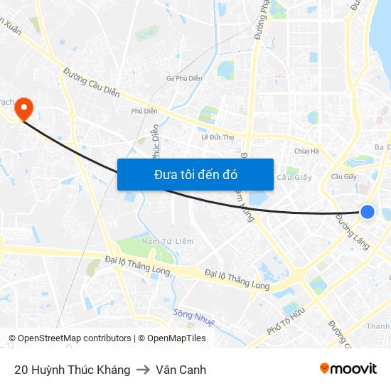 20 Huỳnh Thúc Kháng to Vân Canh map