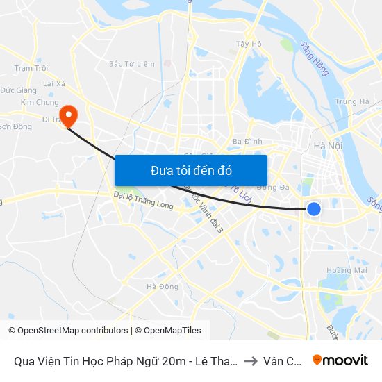 Qua Viện Tin Học Pháp Ngữ 20m - Lê Thanh Nghị to Vân Canh map