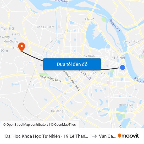 Đại Học Khoa Học Tự Nhiên - 19 Lê Thánh Tông to Vân Canh map