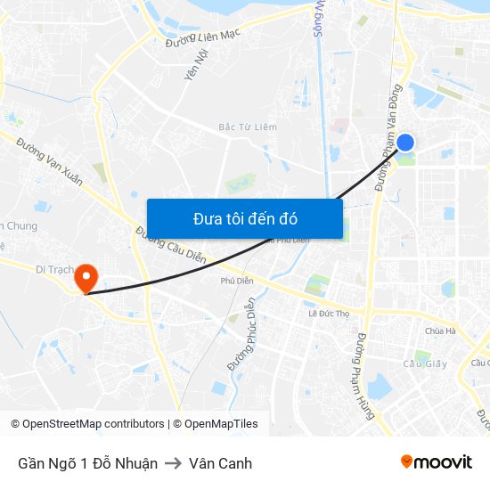 Gần Ngõ 1 Đỗ Nhuận to Vân Canh map