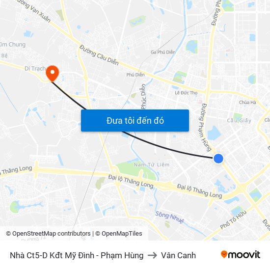 Nhà Ct5-D Kđt Mỹ Đình - Phạm Hùng to Vân Canh map