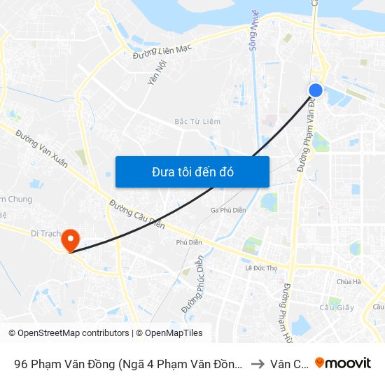 96 Phạm Văn Đồng (Ngã 4 Phạm Văn Đồng - Xuân Đỉnh) to Vân Canh map