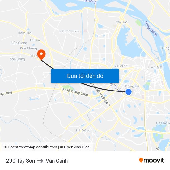 290 Tây Sơn to Vân Canh map