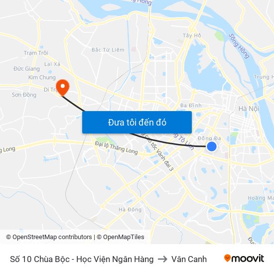 Công Ty In Thương Mại & Dịch Vụ Ngân Hàng - Số 10 Chùa Bộc to Vân Canh map