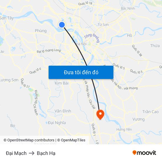 Đại Mạch to Bạch Hạ map