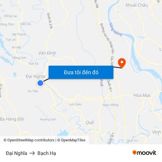 Đại Nghĩa to Bạch Hạ map