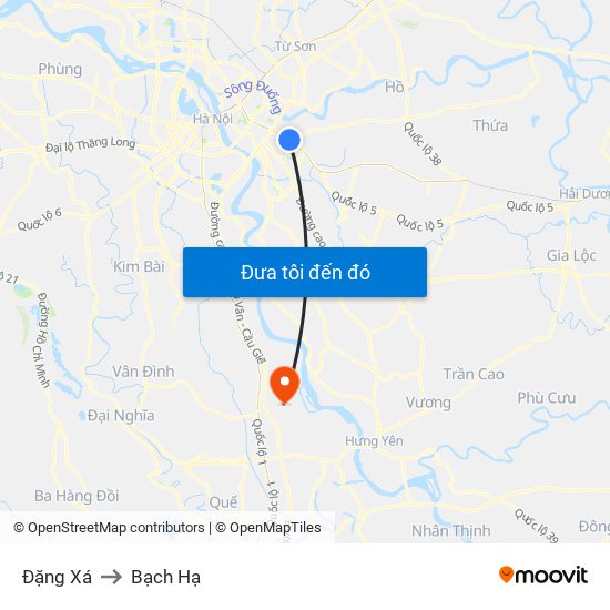 Đặng Xá to Bạch Hạ map