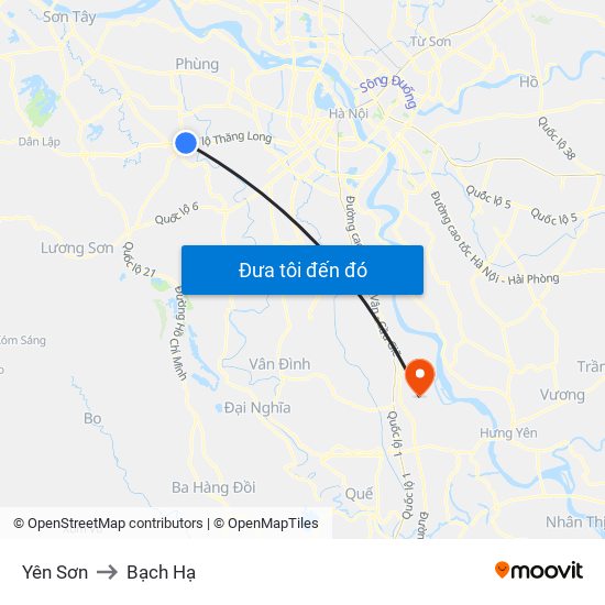 Yên Sơn to Bạch Hạ map