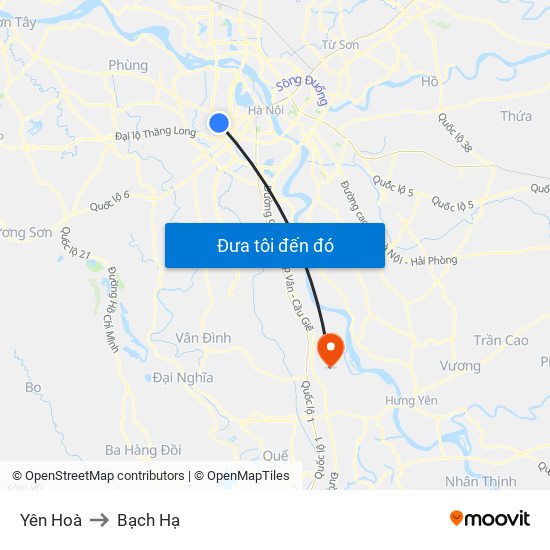 Yên Hoà to Bạch Hạ map