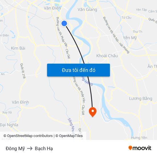 Đông Mỹ to Bạch Hạ map