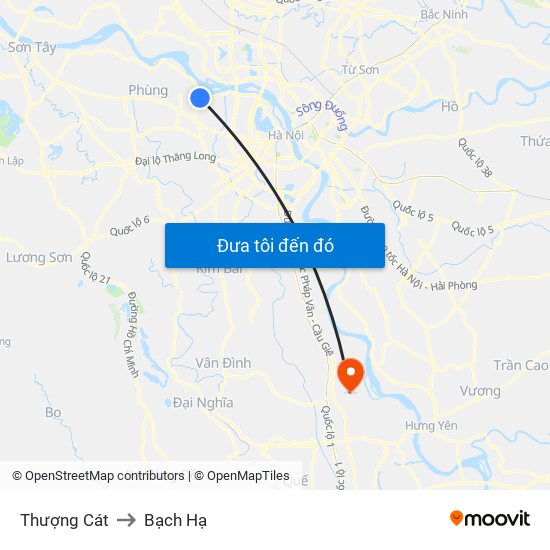 Thượng Cát to Bạch Hạ map