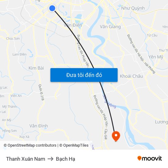 Thanh Xuân Nam to Bạch Hạ map