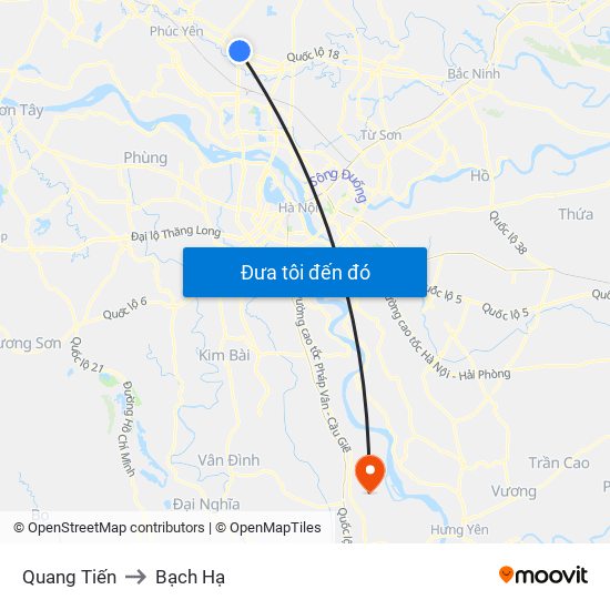 Quang Tiến to Bạch Hạ map