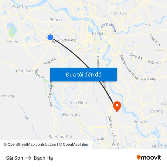 Sài Sơn to Bạch Hạ map