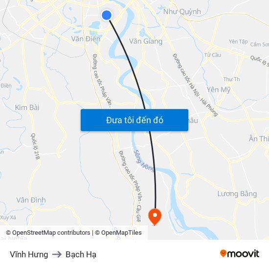 Vĩnh Hưng to Bạch Hạ map