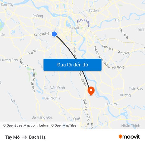 Tây Mỗ to Bạch Hạ map