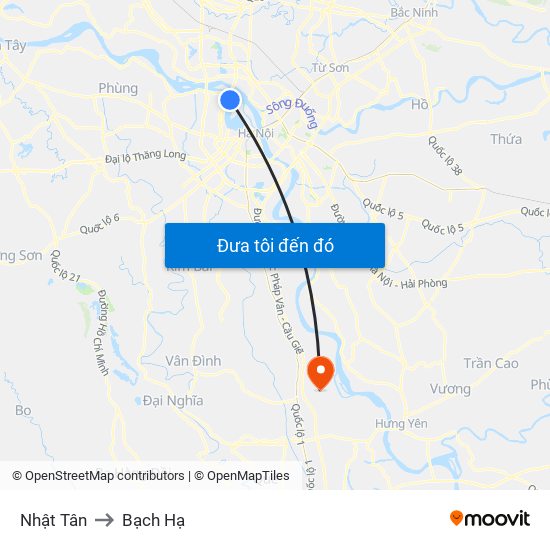 Nhật Tân to Bạch Hạ map