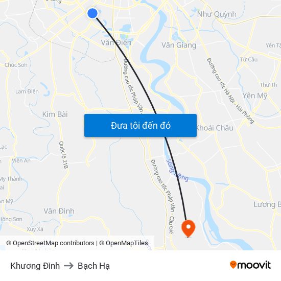 Khương Đình to Bạch Hạ map