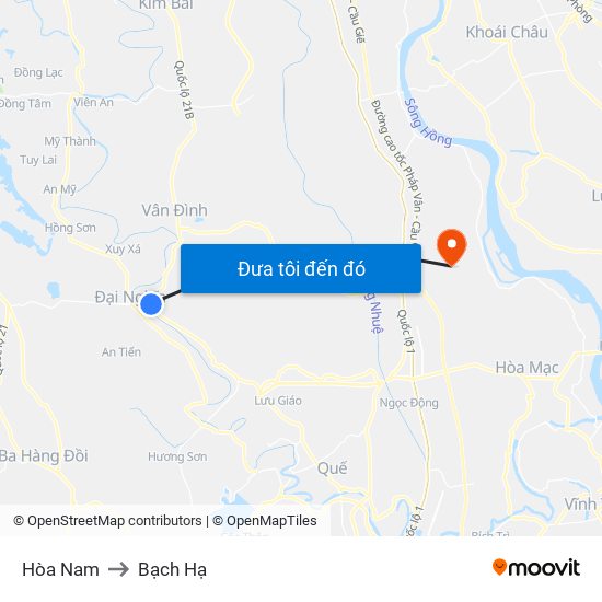 Hòa Nam to Bạch Hạ map