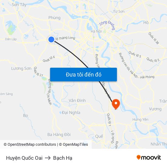 Huyện Quốc Oai to Bạch Hạ map