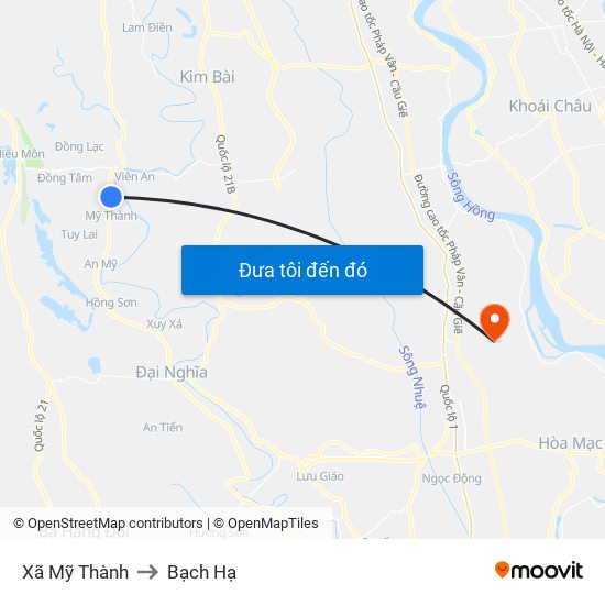 Xã Mỹ Thành to Bạch Hạ map