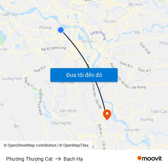 Phường Thượng Cát to Bạch Hạ map