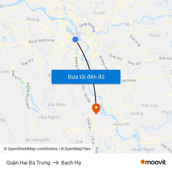 Quận Hai Bà Trưng to Bạch Hạ map