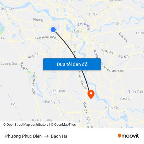 Phường Phúc Diễn to Bạch Hạ map