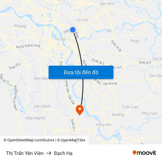 Thị Trấn Yên Viên to Bạch Hạ map