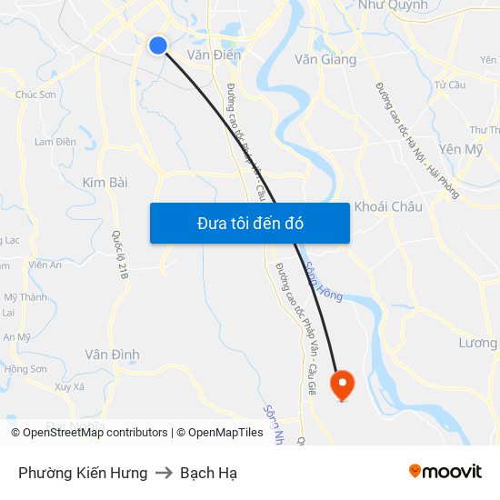 Phường Kiến Hưng to Bạch Hạ map