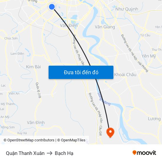 Quận Thanh Xuân to Bạch Hạ map