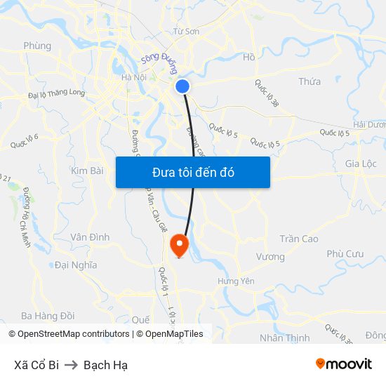 Xã Cổ Bi to Bạch Hạ map