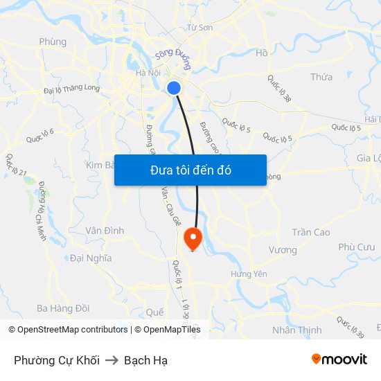 Phường Cự Khối to Bạch Hạ map